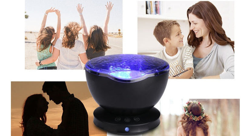 Ocean Wave Projector LED Night Light Remote Control TF Cards Music Player Speaker Aurora Projection